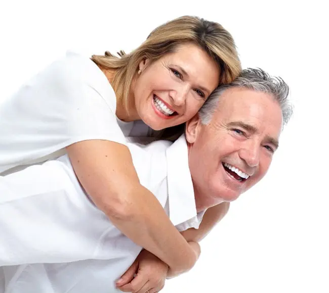 Happy married couple smiling together, enjoying life and health